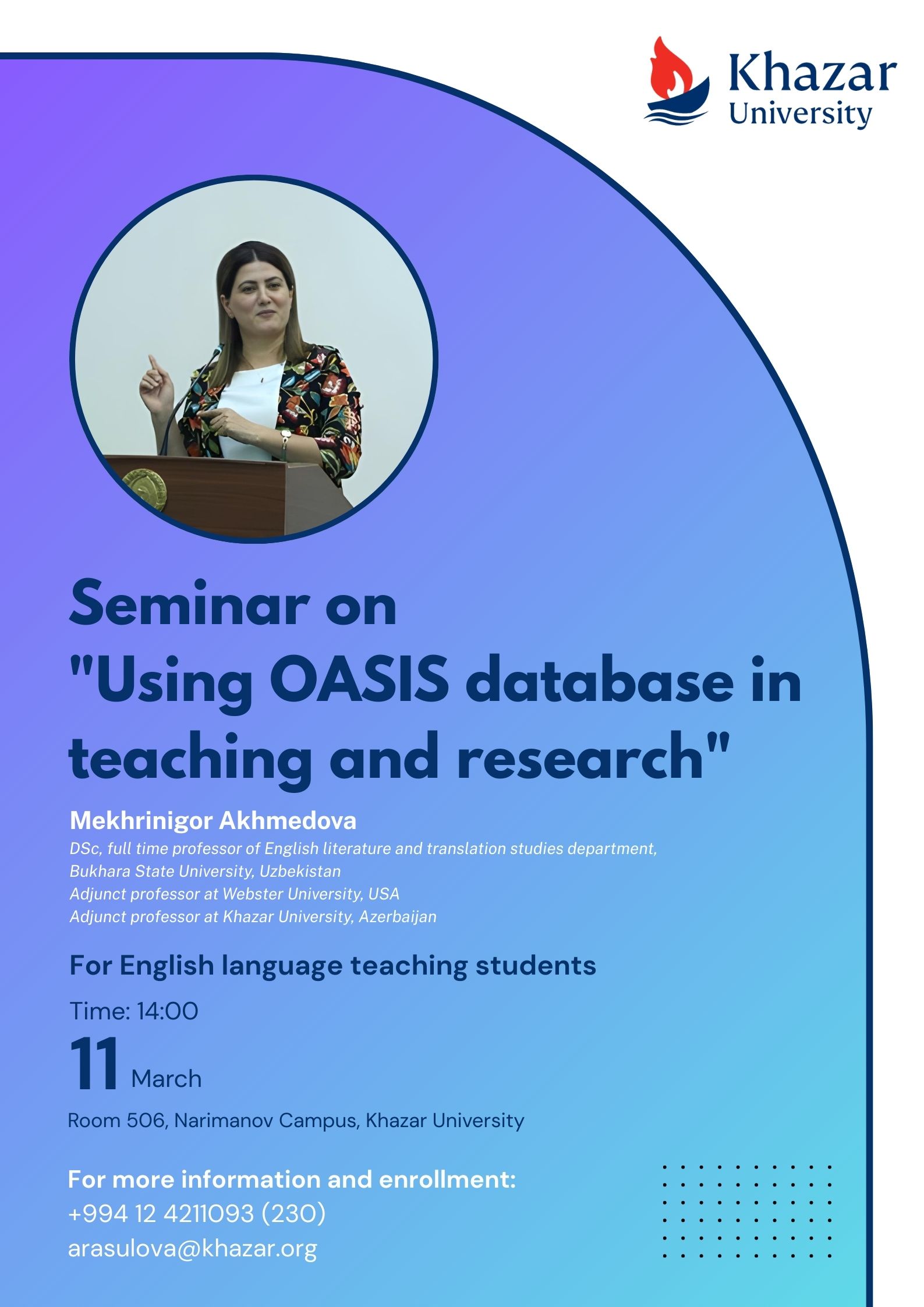 Seminar on “Using OASIS Database in Teaching and Research” to Be Held